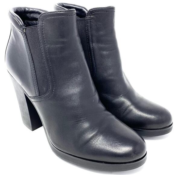 PRADA CHUNKY HEELS BLACK LAMBSKIN LEATHER CHELSEA BOOTS BOOTIE SZ 6.5 - Picture 8 of 14